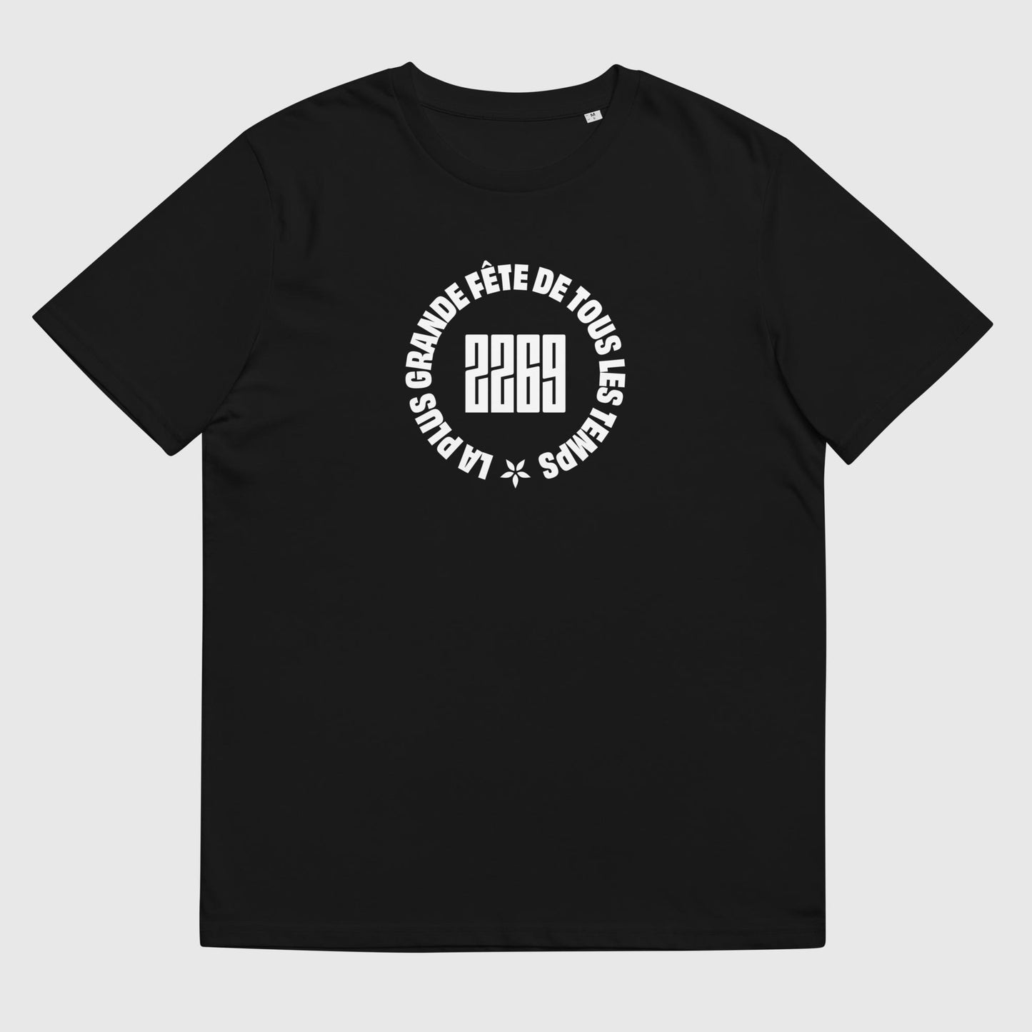 Men's black organic cotton t-shirt with French 2269 party circle