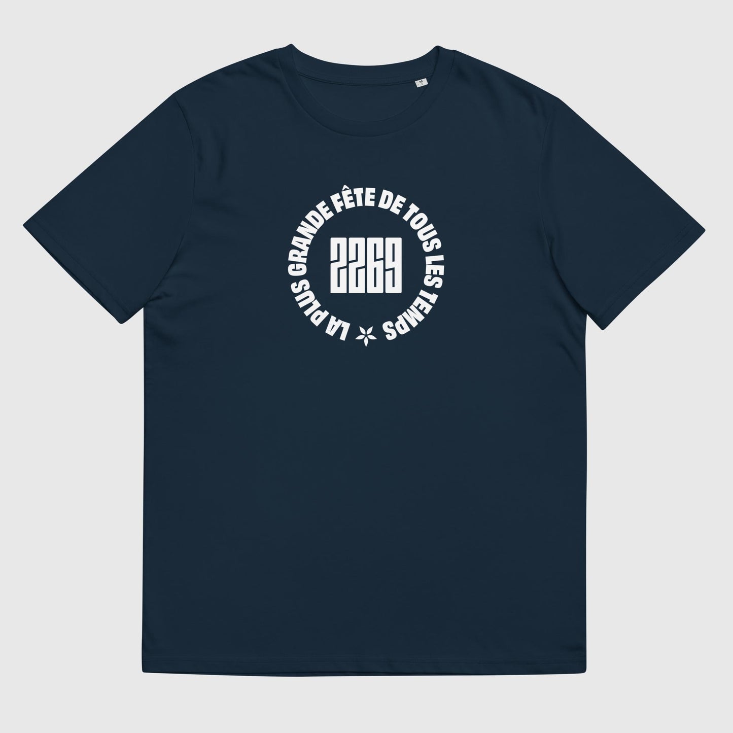 Men's navy organic cotton t-shirt with French 2269 party circle