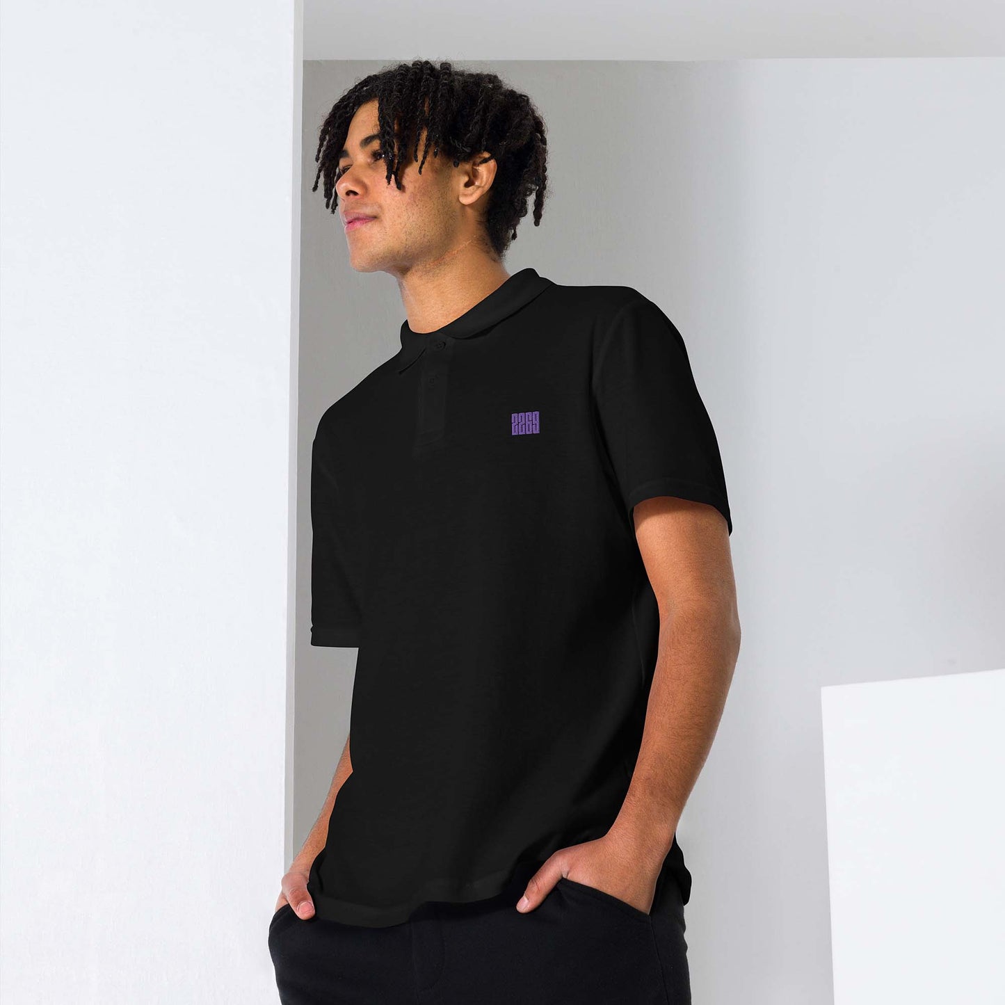 Men's black pique polo shirt with embroidered 2269 logo