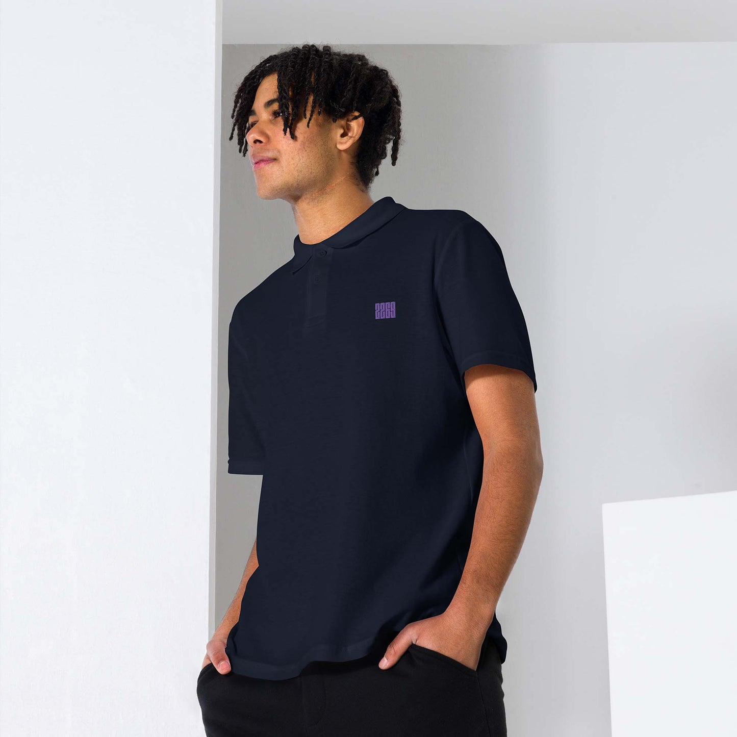 Men's navy pique polo shirt with embroidered 2269 logo