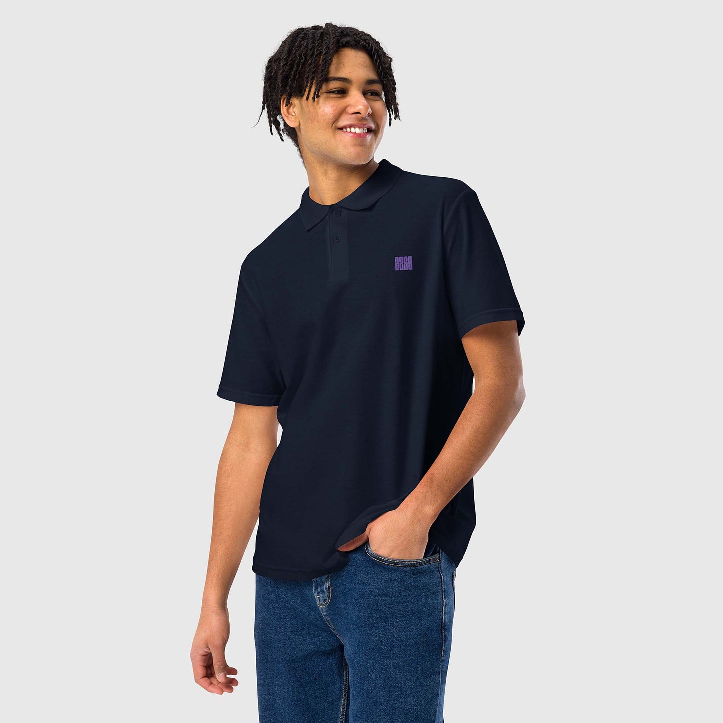 Men's navy pique polo shirt with embroidered 2269 logo