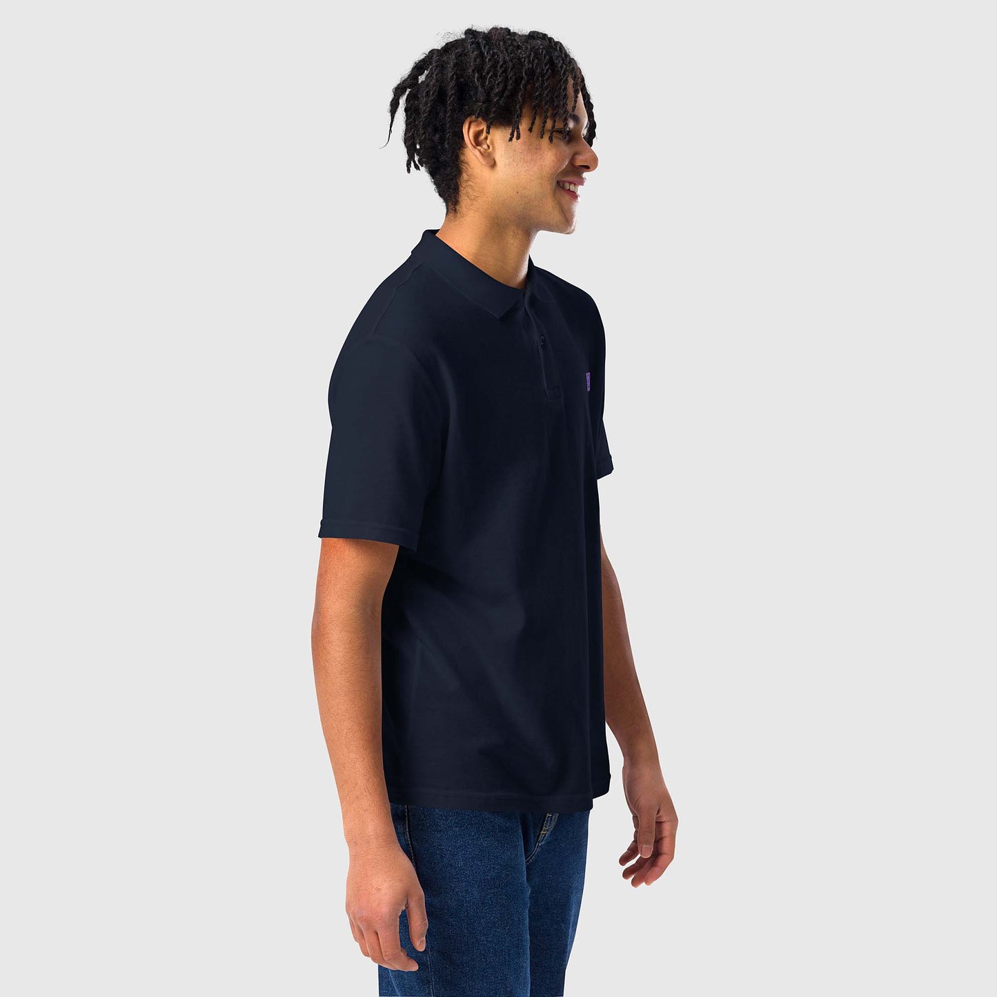 Men's navy pique polo shirt with embroidered 2269 logo