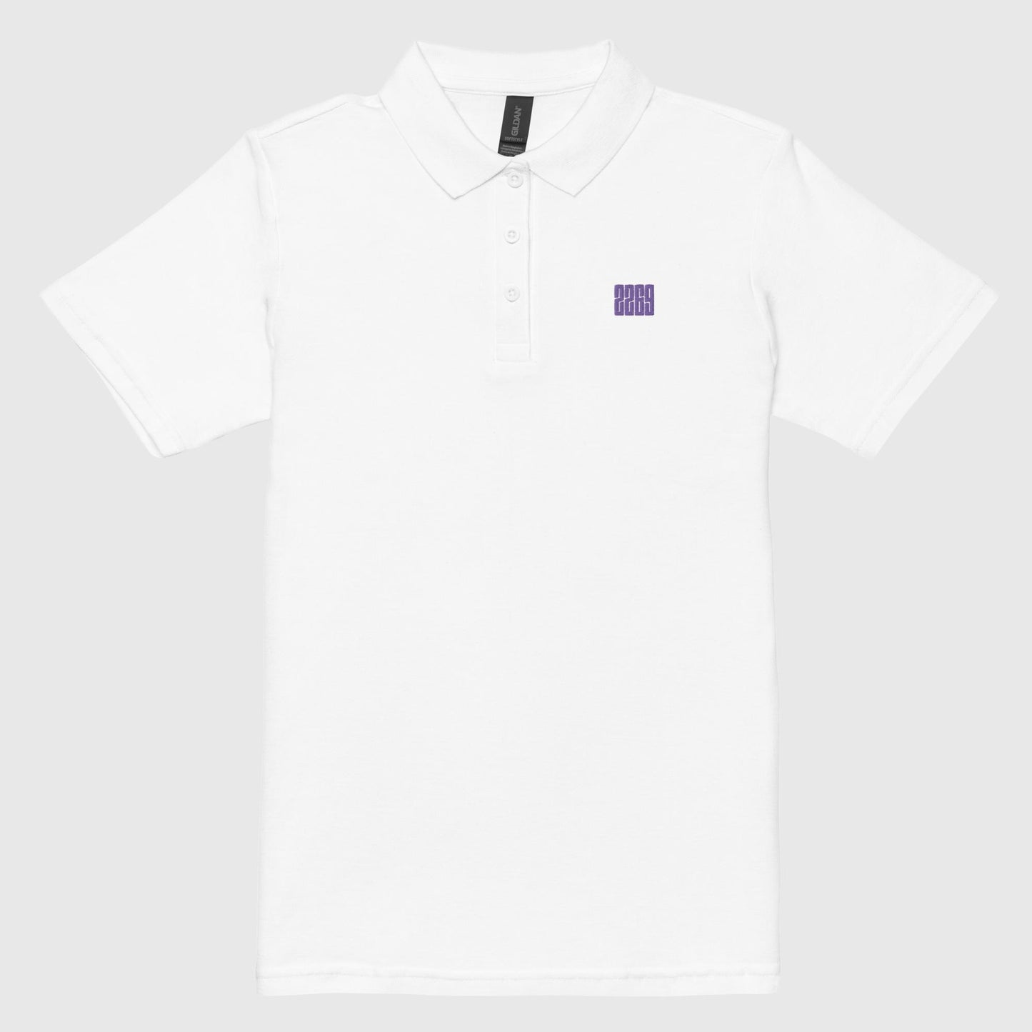 Women’s white pique polo shirt with embroidered 2269 logo