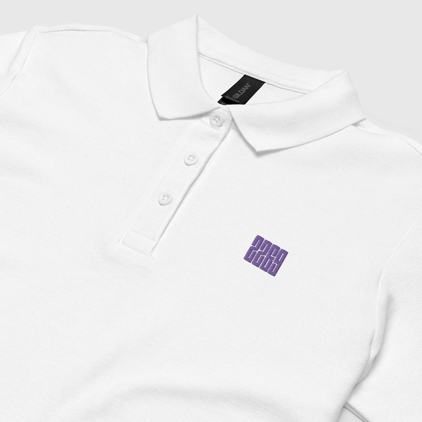 Women’s white pique polo shirt with embroidered 2269 logo