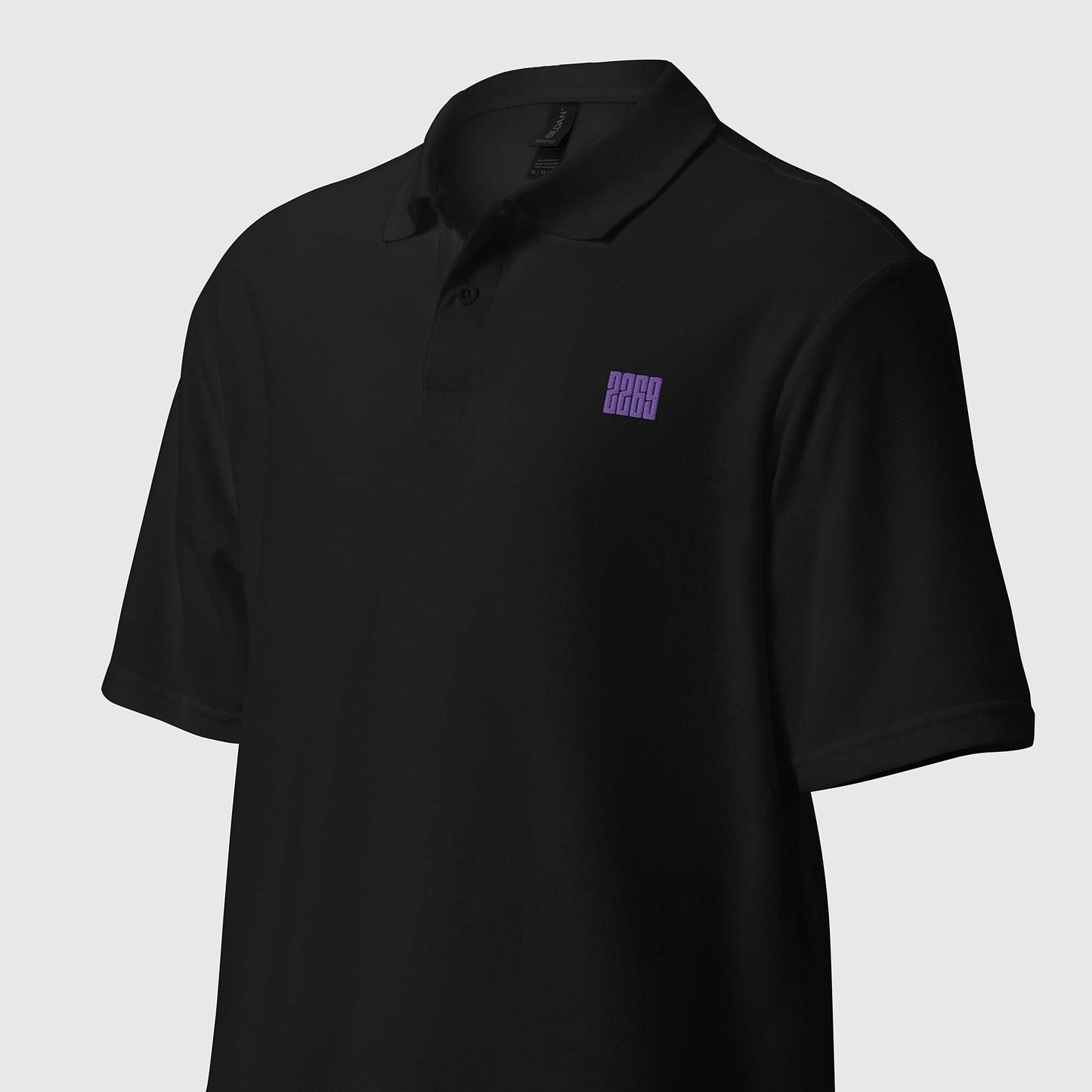 Men's black pique polo shirt with embroidered 2269 logo