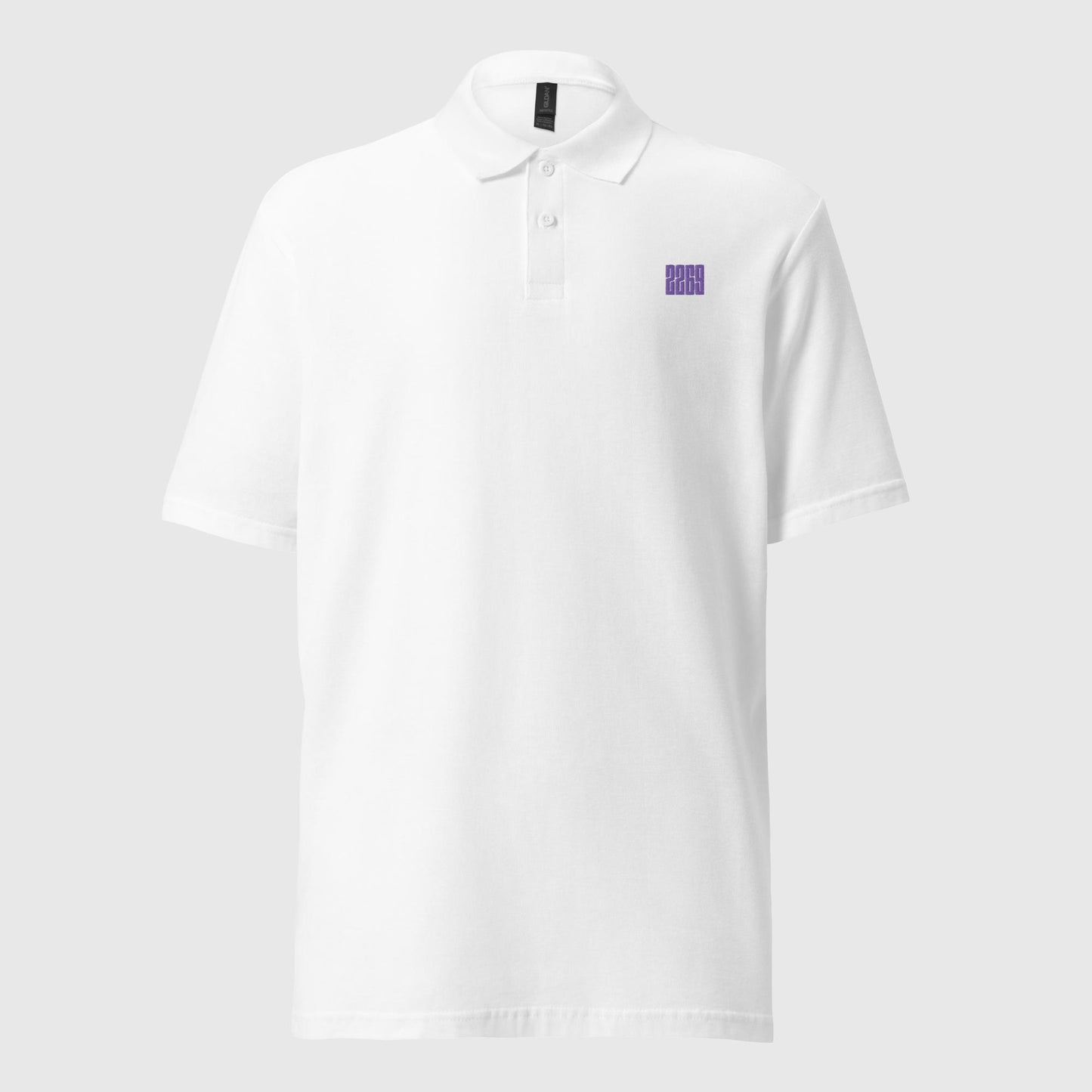 Men's white pique polo shirt with embroidered 2269 logo