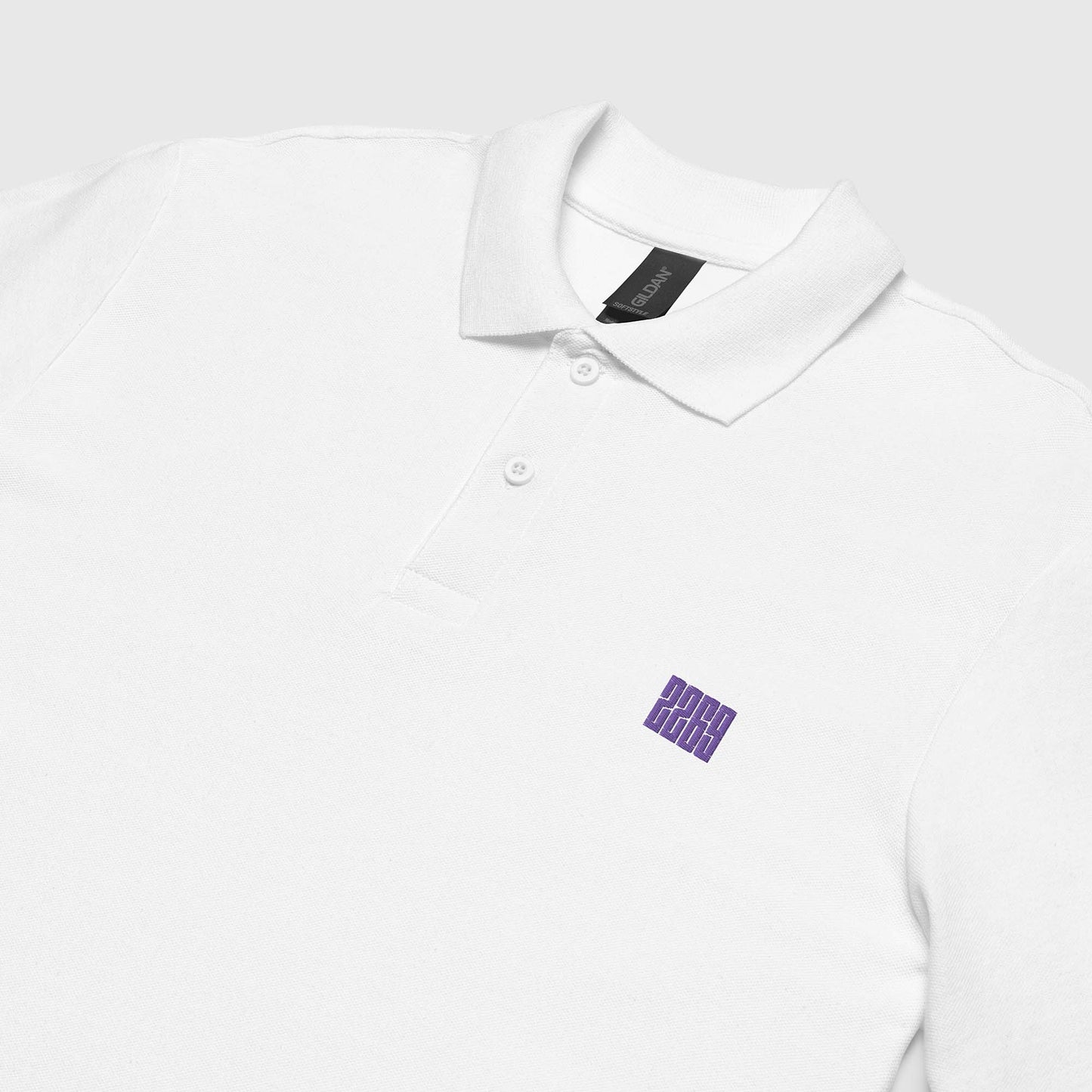 Men's white pique polo shirt with embroidered 2269 logo
