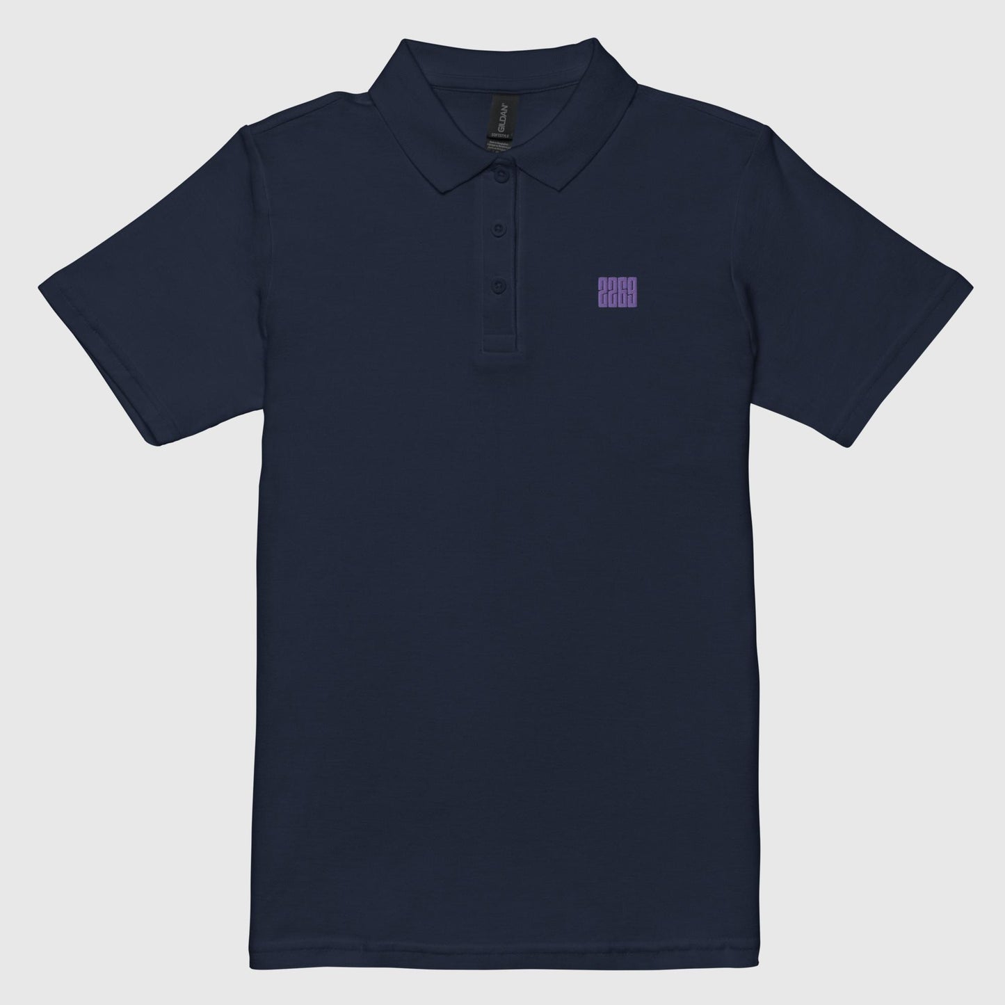 Women’s navy pique polo shirt with embroidered 2269 logo